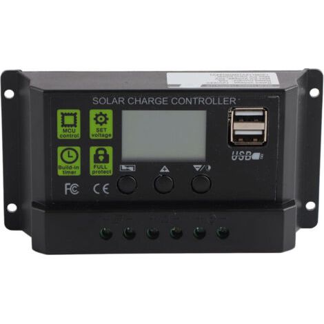 Régulateur Solaire PWM 10A avec Affichage Numérique et Auto-contrôle Intelligent pour Panneaux (1/5)