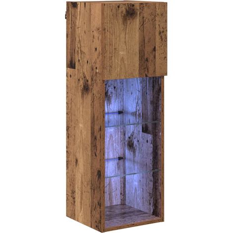 Meuble TV mural moderne avec étagères pratiques 30,5 x 30 x 90 cm en bois d'ingénierie bois ancien (1/5)