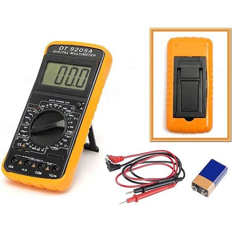 Multimetro digitale tester con puntali elettronico professionale con display LCD misuratore tensione rilevatore corrente elettrica transistore per misurare resistenza diodo (1/4)