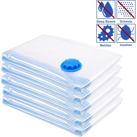 Jiubiaz karpal Vakuumbeutel 5er Set 80x120 CM, Aufbewahrungsbeutel für Kleidung & Bettwäsche, platzsparende Kleidersäcke mit Ventil, wiederverwendbar & transparent (1/5)