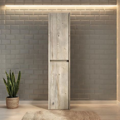 Armoire de salle de bain étroite 140 cm 2 portes rangement (1/5)