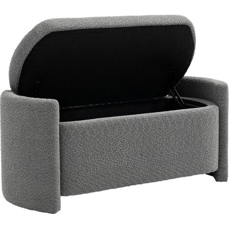 Banc Coffre de Rangement Rembourré Banquette Bout de Lit avec Espace de Stockage pour Entrée Salon Chambre Gris 105x44x45,5 cm (1/5)