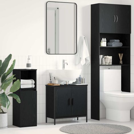 vidaXL Meuble de Lavabo de Salle de Bain Chêne noir 60 x 30 x 60 cm (1/5)