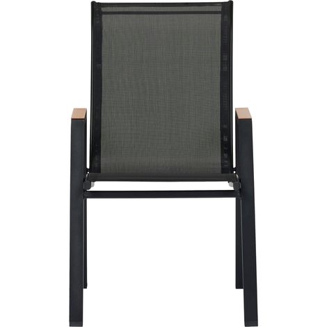 Nadine chaise de jardin avec accoudoirs empilable noir. (1/5)