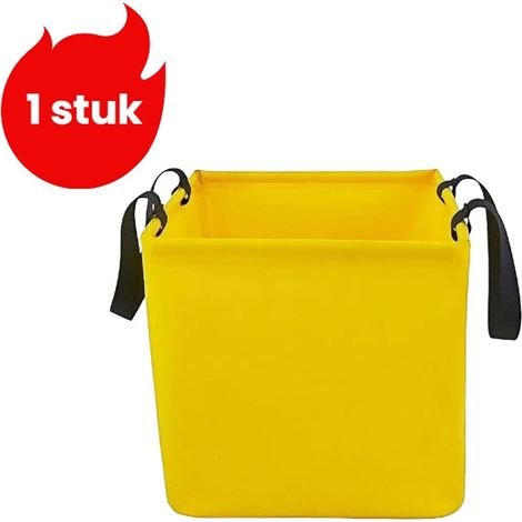 1 pièce Seau pliable Sac à poissons Carré pliable Sac de rangement de plage extérieur Sac à eau pour le lavage de voiture Jaune (1/5)