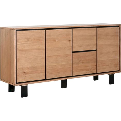 Buffet scandinave en bois clair et métal style contemporain - Bois naturel clair et noir (1/5)
