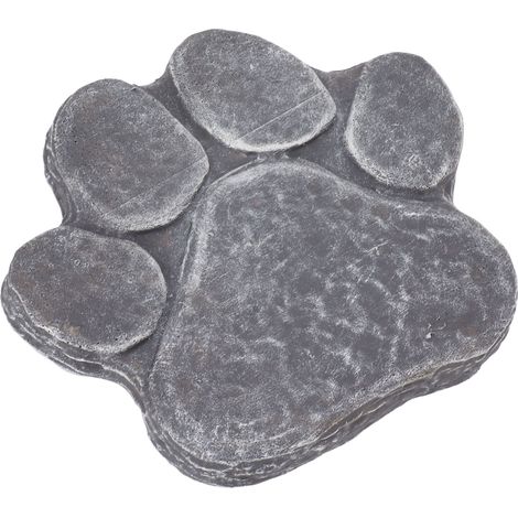 Pierre tombale pour chien avec empreinte de patte, lettrage à faire soi-même, monument pour animaux de compagnie, pour pelouse ou terrasse, en pierre grise. (1/5)