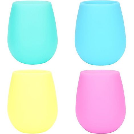 Gobelets À Vin En Silicone Réutilisables Congelables - Design Incassable Pour Pique-Niques Et Extérieur - Lot De 4 Couleurs Pastel (1/4)