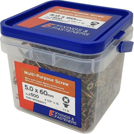 Forgefix Multi-Purpose Pozi Compatible Screw Csk ST ZYP 5.0 x 60mm Tub 500