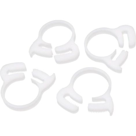 Hose Clamp Clip 21.5mm-23.5mm Double Ratchet Fastener White Plastic 4 pcs (1/2)