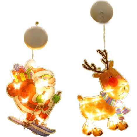Guirlande Lumineuse Fenêtre - Silhouette Noël LED à Ventouse - Décoration Intérieure Extérieure Protégée - Fonctionne sur Piles - 1 Pièce (1/5)