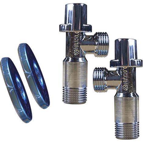 Lot de 2 robinets équerre système anticalcaire Mâle 1/2" (15/21) - Mâle 1/2" (15/21) Chromé - Arco