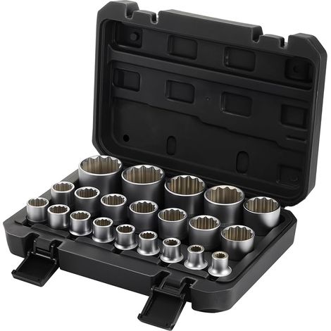 Satz mit 21 1/2" 12-Punkt-Nussnuten – 8 bis 36 mm – metrische CR-V-Stahl-Nussnuten (1/5)