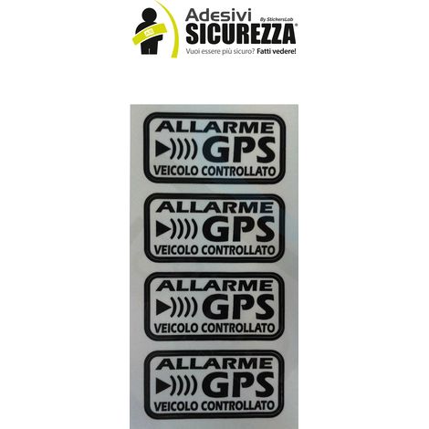 Adesivi allarme GPS antifurto satellitare per auto moto camion caravan - Packaging: 4 Stickers: 6cm x 3cm - Colore: Nero (1/5)