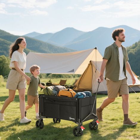Versatile Garden Trolley with 360° Rotating Wheels,Compact Foldable Design,Adjustable Handle,and Lightweight Steel Frame-Grey Color