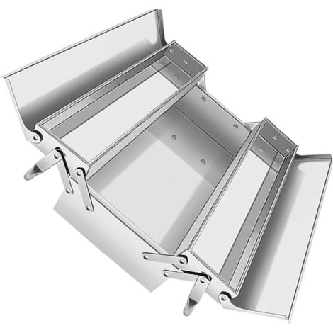 Double couche Boîtes à outils pliables multifonctionnelles en acier inoxydable pour domestique et professionnel,46x20x15cm (1/5)