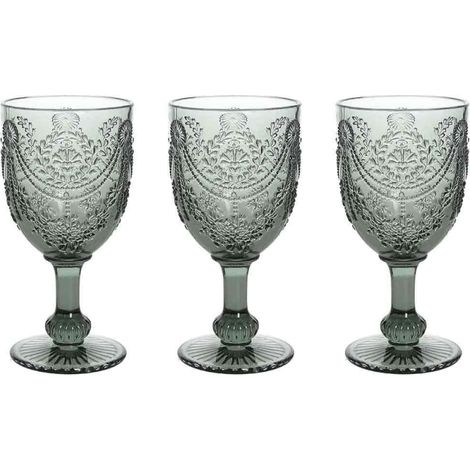 Set mit 3 Savoia-Gläsern 320 cc aus grauem Glas
