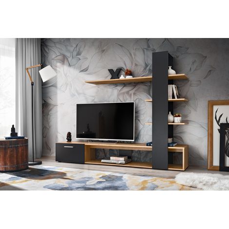Composition murale "Eco" pour TV en bois - Gris/beige - H 152 x P 35 x L 190 cm - Livraison gratuite (1/3)