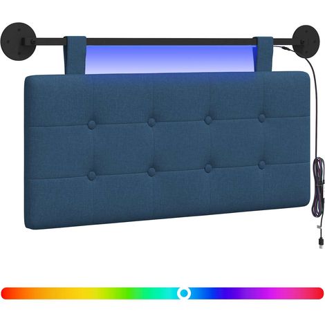 Hanging Headboard with LED Light Blue Fabric vidaXL (1/5)