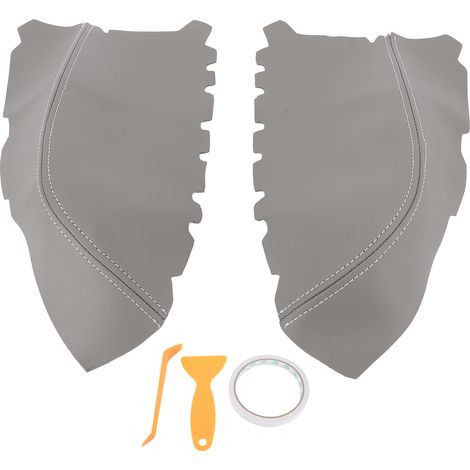 1 paire de housses d'accoudoir de panneau de porte avant, protection résistante aux rayures, confort amélioré, garniture en cuir microfibre gris (1/5)