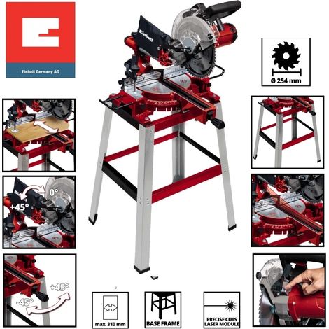 Troncatrice/Sega circolare radiale per legno 1900W 250mm con laser e banco/banchetto Einhell - TC-SM 2531/1 U