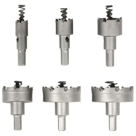 Scie cloche pour métal, lot de 6 forets en carbure, scies cloches en acier inoxydable, pour aluminium, acier, fer, cuivre, bois, 16 (1/5)