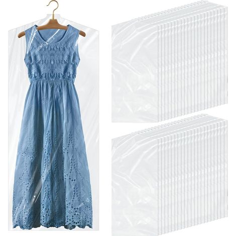 Lot de 45 housses de vêtements 60 x 130 cm, transparentes, pour vêtements suspendus, résistantes à la poussière et à l'humidité.