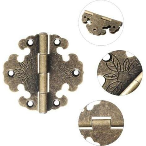 Cerniere antiche - Cerniere decorative - Mini cerniere retrò - Cerniere per porte - Cerniere vintage in bronzo per decorare armadi, porte in legno e scaffali (8 pezzi) (1/4)