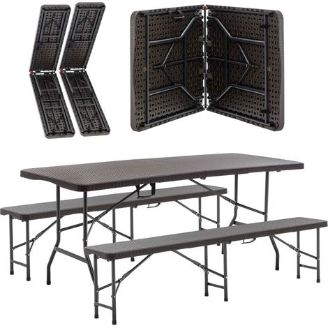 Ensemble pique-nique pliable HDPE 180 cm avec 2 bancs (1/5)