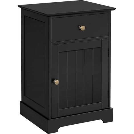 Yaheetech Comodino Moderno da Camera da Letto Armadietto Cameretta Tavolino da Salotto Laterale Divano con 1 Anta Cassetto e Ripiano Regolabile 40 x 35 x 60 cm Nero