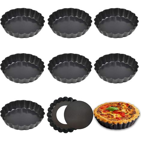 Lot de 8 emporte-pièces à gâteaux en acier carbone, moules pâtisserie amovibles 10 x 2 cm, accessoires de cuisson, décoration et préparation de desserts maison (1/5)