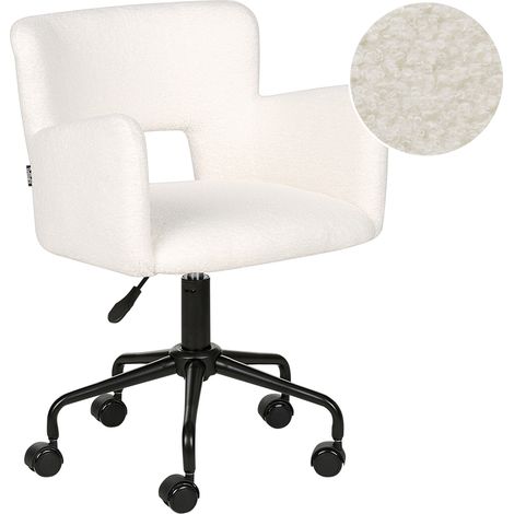 Silla de oficina de bouclé blanco reposabrazos patas de metal Sanilac