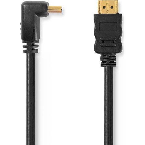 Câble HDMI haute vitesse Nedis CVGP34200BK15 avec connecteur Ethernet HDMI coudé à 90° - 1,5 m - Noir (1/3)