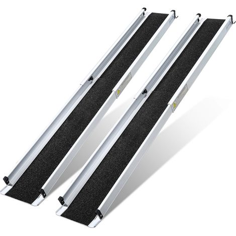 Randaco Rampa per sedie a rotelle Rampa di carico 2x Pieghevole Alu Superficie antiscivolo 300KG 213 cm