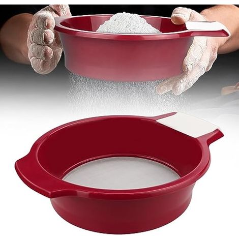Tamis à Farine avec Grattoir Tamis de Pâtisserie Rond Tamis a Farine de Patisserie Tamis Farine Inox Tamiseur de Farine Tamis à Mailles en Acier Inoxydable 21.5cm17cm5cm pour Poudre Sel (1/5)