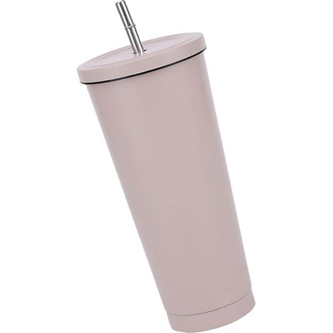 Tasse à café isotherme de 750 ml en acier inoxydable avec couvercle et paille, idéale pour les voyages, la maison, le camping et le bureau. Couleur kaki. (1/5)