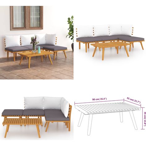 Salon de jardin 5 pcs avec coussins Bois d'acacia solide - Salon De Jardin - Meuble De Jardin - Mobilier De Jardin - Set De Salon De Jardin - Ameublement De Jardin - Home & Living (1/5)
