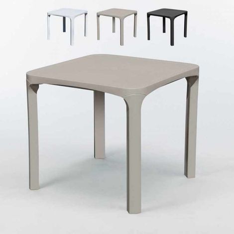 Poly-Rattan-Bartisch für den Außenbereich 80x80 Grand Soleil Olè - Beige (1/5)