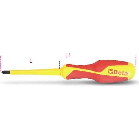 BETA Tournevis isolé pour vis Pozidriv®-Supadriv® - 1279MQ - 318 mm - PZ-2 - Pozidirv