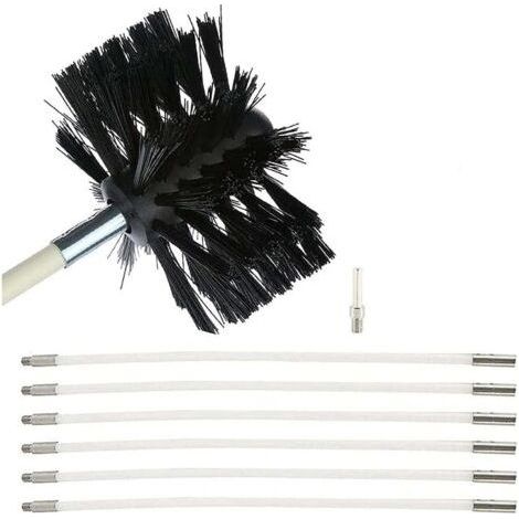 Chimney sweeping kit, chimney sweeping brushes, rotating chimney sweeping system, chimney sweeping brush set (6 brushes, 410 mm)