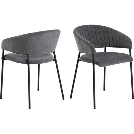 Chaise scandinave en tissu et pieds en métal noir (lot de 2) - ZOLA (1/5)