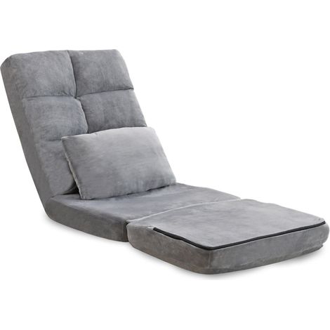 Furniture One Folding Sofa Chair 360° Swivel Floor Lazy High-Back Seater Adjustable Recliner - Grey (1/5)