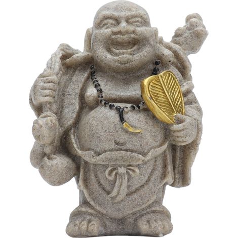 Lot résine 8 cm Bouddha rieur doré décoration chinoise artisanale pour maison (1/5)