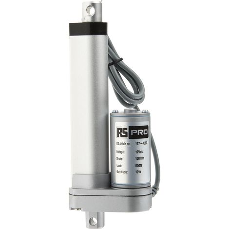 Actionneur linéaire électrique, RS PRO, 12V c.c., 500N, 14.6mm/s, 100mm ( Prix pour 1 ) (1/4)