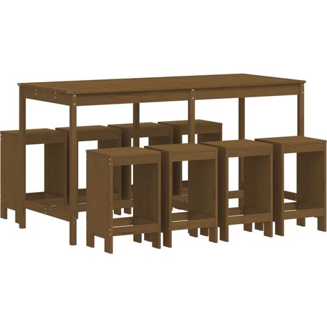 Maison Exclusive - Set Bar da Giardino 9 pz ambra in Legno Massello di Pino