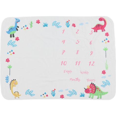 Couverture Bébé Dinosaure 100x75cm - Tapis Mois d'Âge avec Calendrier pour Photos Nouveau-Né et Progression Première Année (1/5)
