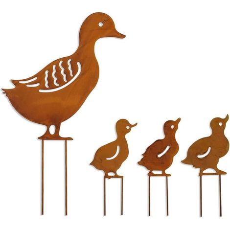 4pcs Animal Silhouette Metal Garden Stakes Metal Animal Garden Art Decoration (Yellow)