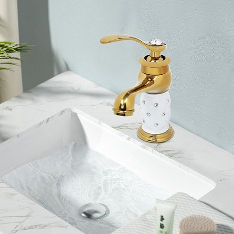 Badezimmer Becken Wasserhahn mit Diamant Elegante Wasserhahn, Kaltwasserhahn Messing Becken Wasserhahn, geeignet für Badezimmer Küche (1/5)