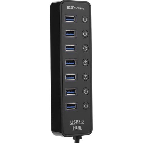7-Port USB 3.0 Hub mit Schalter, 2A Smart-Schnellladefunktion, Dockingstation und PC-Zubehör (1/5)