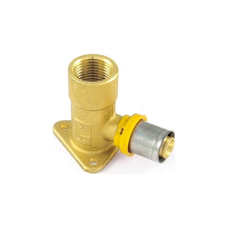 RACCORDO PER MULTISTRATO GAS CURVO FEMMINA CON FLANGIA 3 FORI- 16 x 1/2- TIEMM- pezzi 1